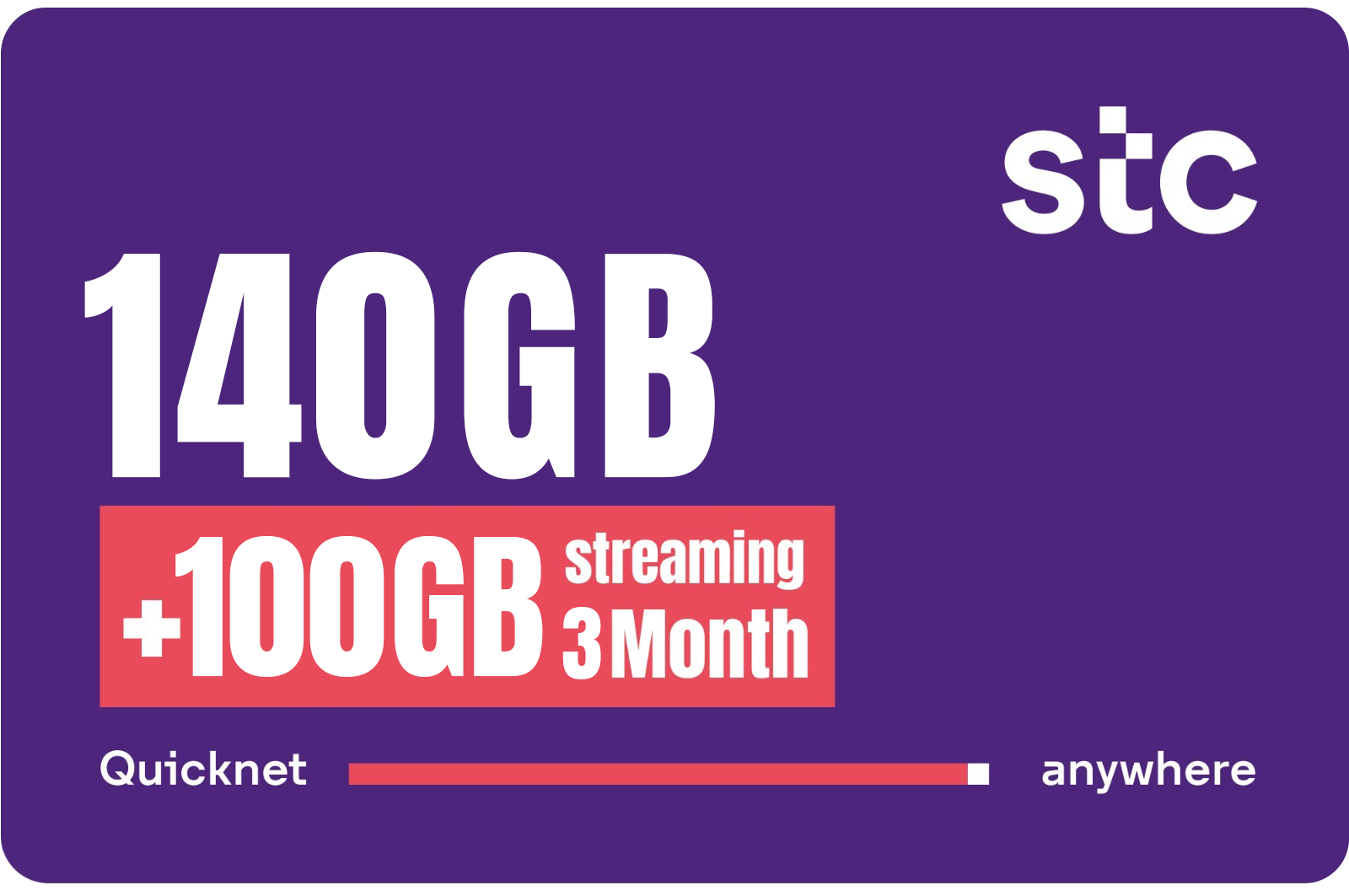 QuickNet 140GB+100GB streaming 3 Months