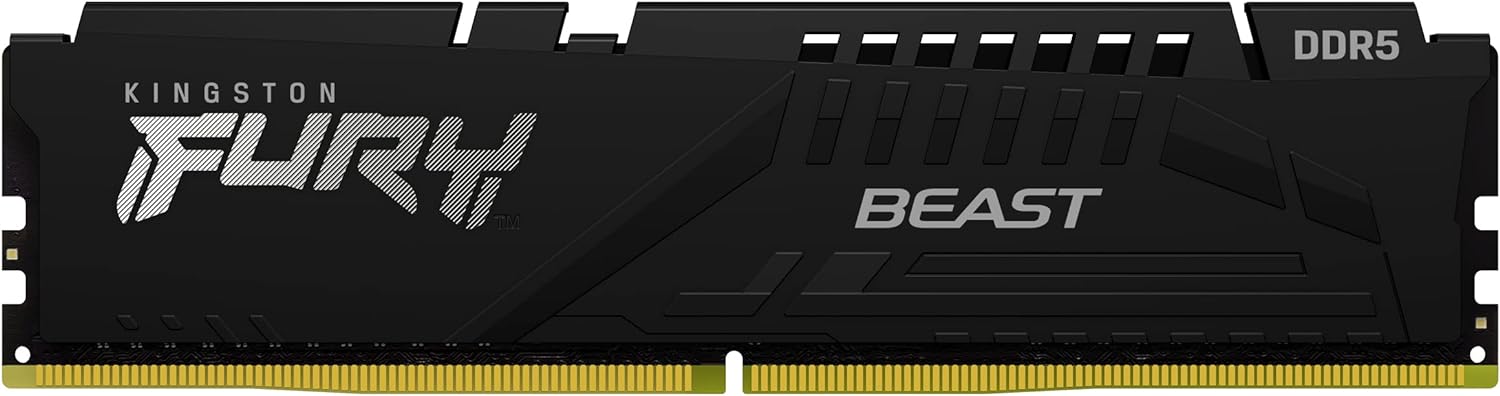 Kingston 16GB DDR5 DIMM Fury Beast Black - Improved stability for overclocking, increased efficiency, Intel XMP 3.0-Ready, 4800MHz plug and play. 0740617324389