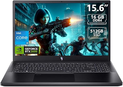 Acer Nitro V 15 Gaming Laptop - 15.6" Display, Intel Core i5 - 13420H, 16GB DDR5 RAM, 512GB SSD, 4GB NVIDIA RTX 2050, Windows 11, English Keyboard, Black - 04711121650970 - 512GB SSD - NVIDIA RTX 2050 - Black