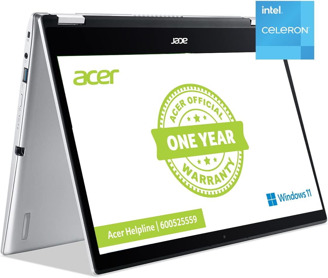 Acer Spin 1 Convertible NB 14.1-inch Celeron N4500 8GB RAM 128GB SSD Intel UHD Graphics - Silver 4711121222580