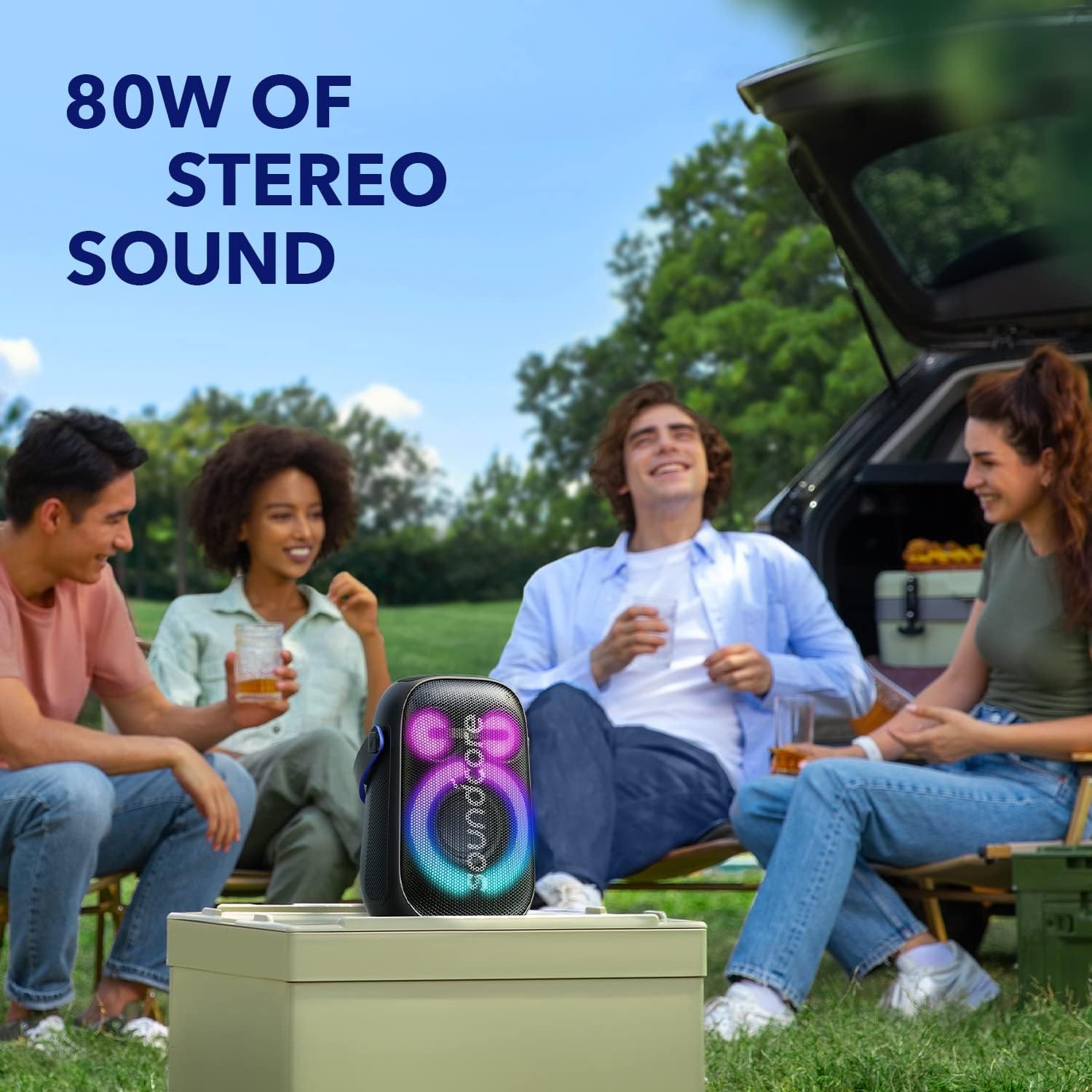 Anker Soundcore Rave Neo 2 Black - Sync over 100 speakers with PartyCast 2.0, light show feature 0194644097943