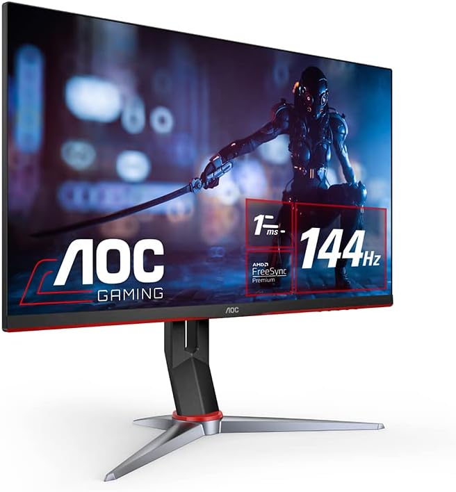 AOC 24 IPS Gaming Monitor - Rapid 1ms Response, 144Hz Refresh Rate, Low Blue Mode 4717385945333