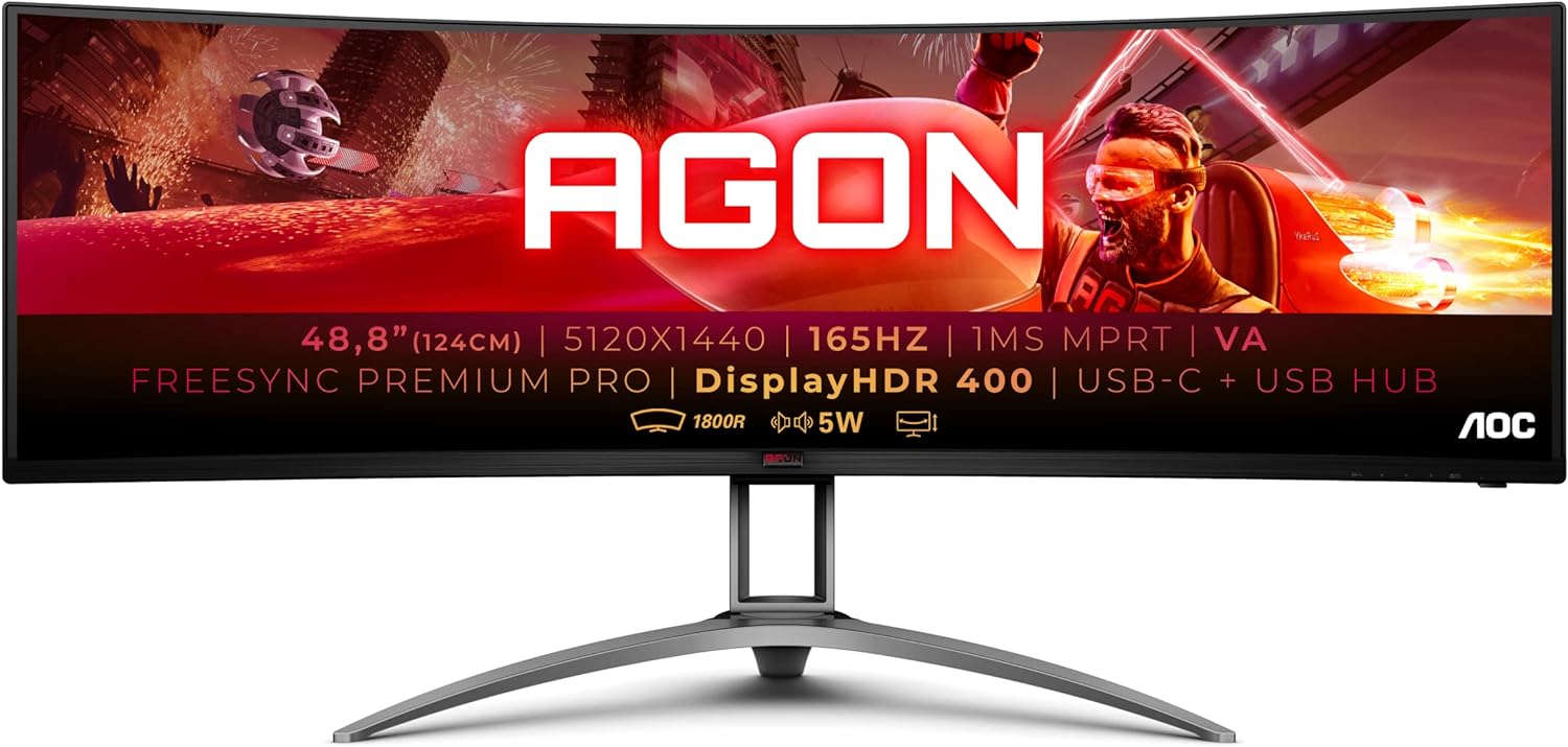 AOC B2 AG493UCX2 5120x1440 48.8 Curved Gaming Monitor - Ultra-fast 165Hz refresh rate for precision targeting. 4038986118422