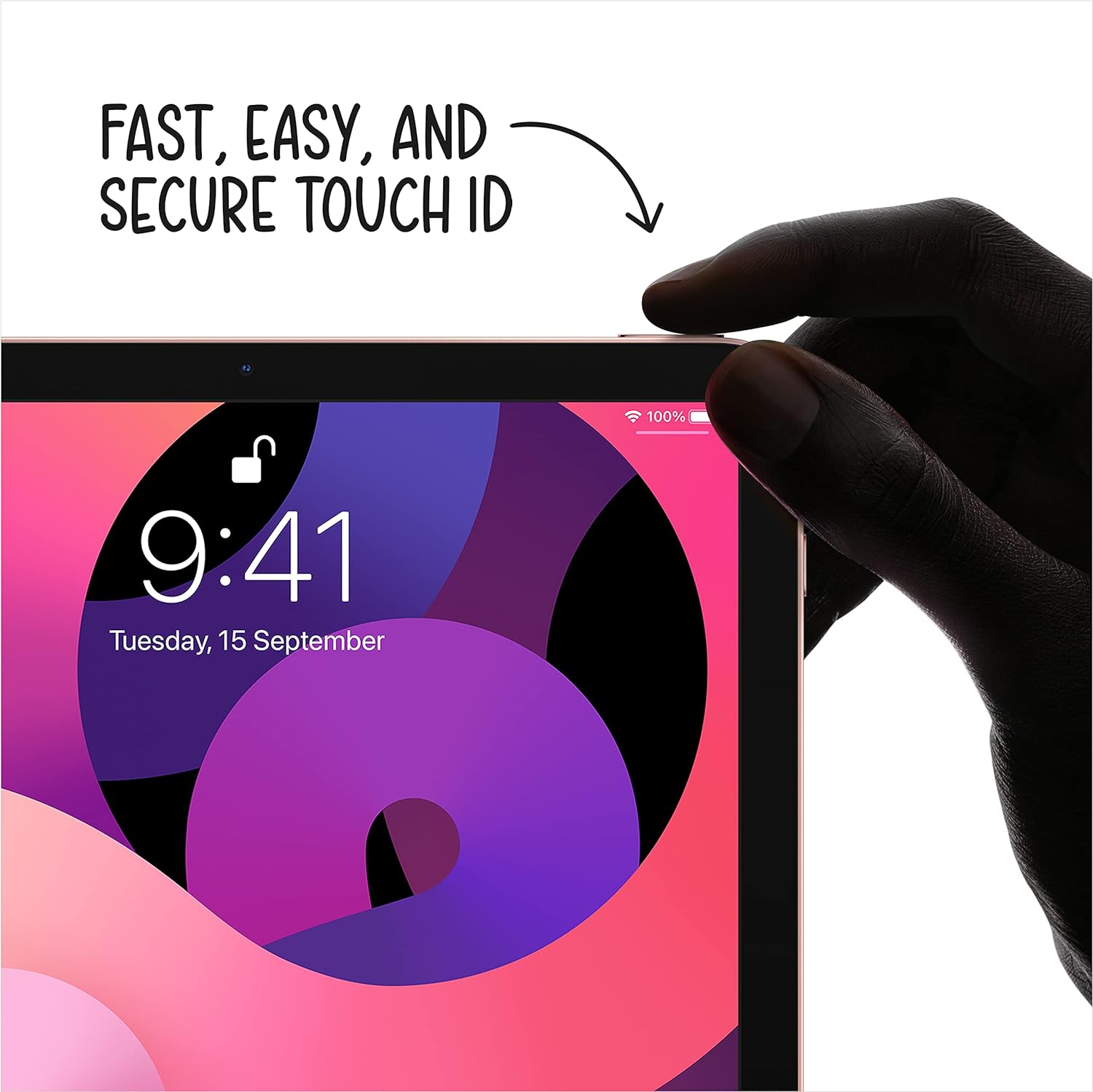 SKU: 0190199789555, Barcode: 190199789555 - Touch ID for secure authentication on the 4th Generation iPad Air.