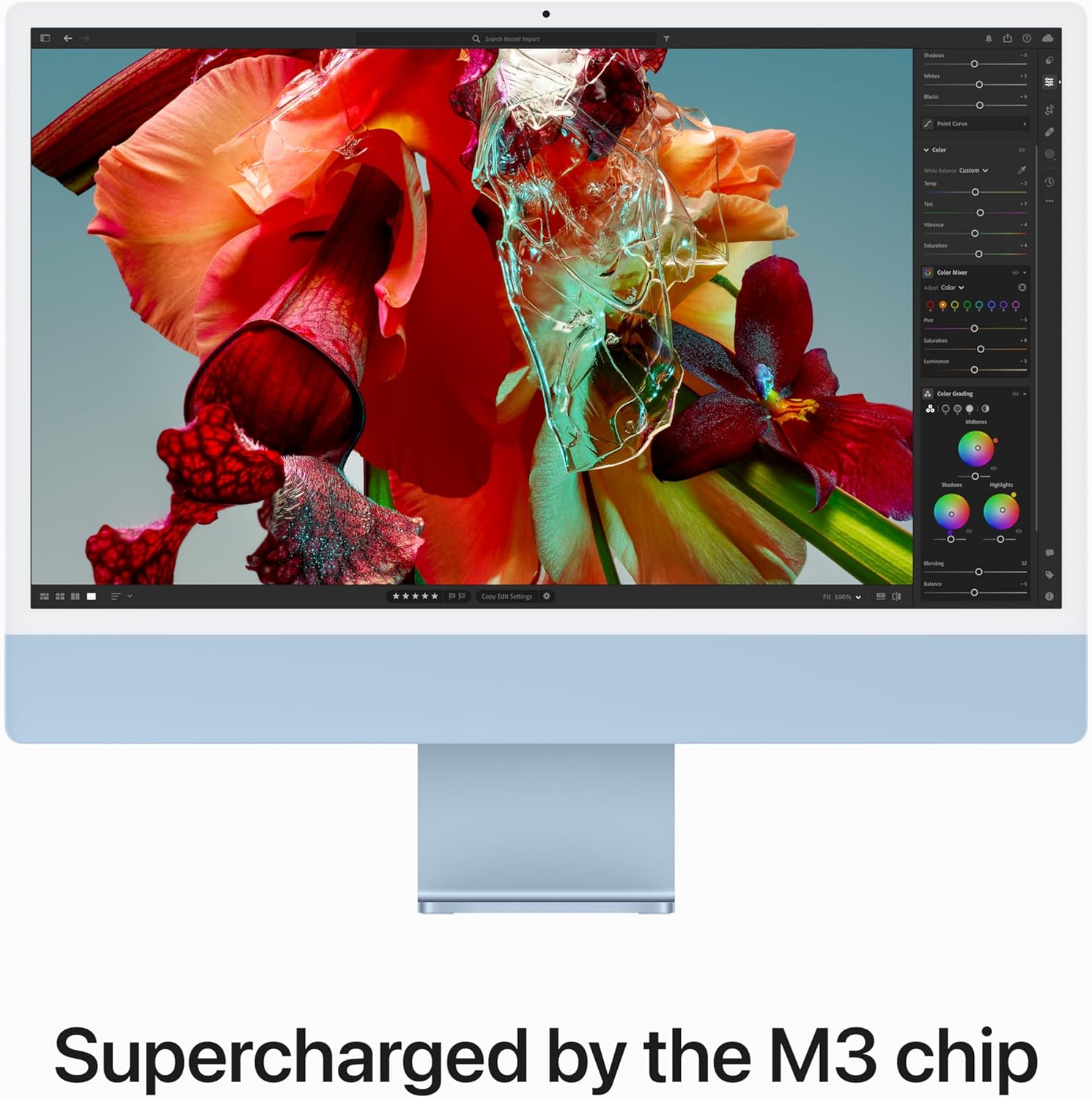 Blue Apple 2023 iMac - Crystal-clear 1080p camera, studio-quality audio, and Spatial Audio system. 0194253781813