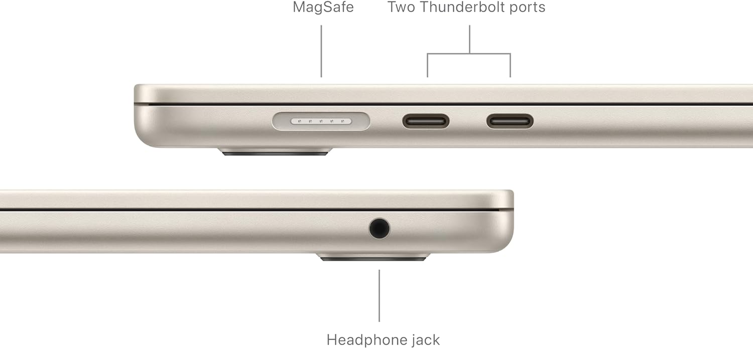 SKU: 0195949130977, Barcode: 195949130977 - Apple 2024 MacBook Air (15-inch, Starlight) - Superportable M3 machine, lightweight and thin design, powerful CPU and GPU, exceptional battery life, vibrant display, sharp visuals, amazing sound.