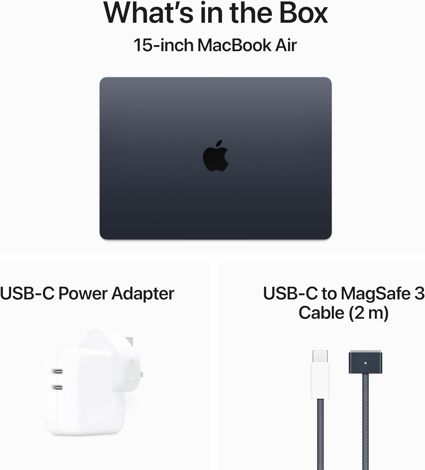 SKU: 0195949132384, Barcode: 195949132384 - Apple 2024 MacBook Air - 15-inch, M3 chip, 8-core CPU, 10-core GPU - Midnight: Superb portability, powerful Apple M3 chip, stunning visuals, immersive audio experience, all-day battery life.