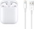 AirPods with Charging Case, White earbuds with Siri integration and plastic-free packaging. 0190199098565