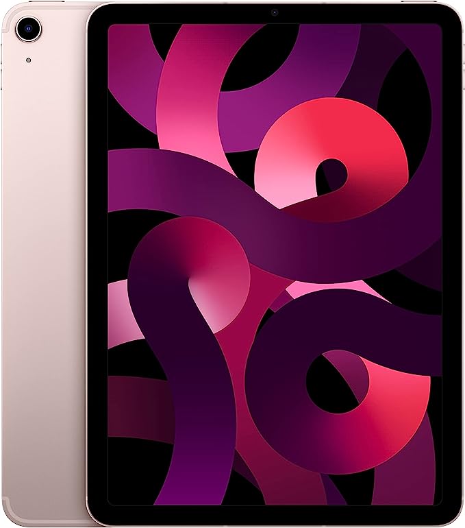 Apple iPad Air (5th Gen) Pink - Thin, light design with M1 chip, 10.9 Liquid Retina display, 64GB, Wi-Fi 6 + 5G Cellular ‎MM6T3LL/A
