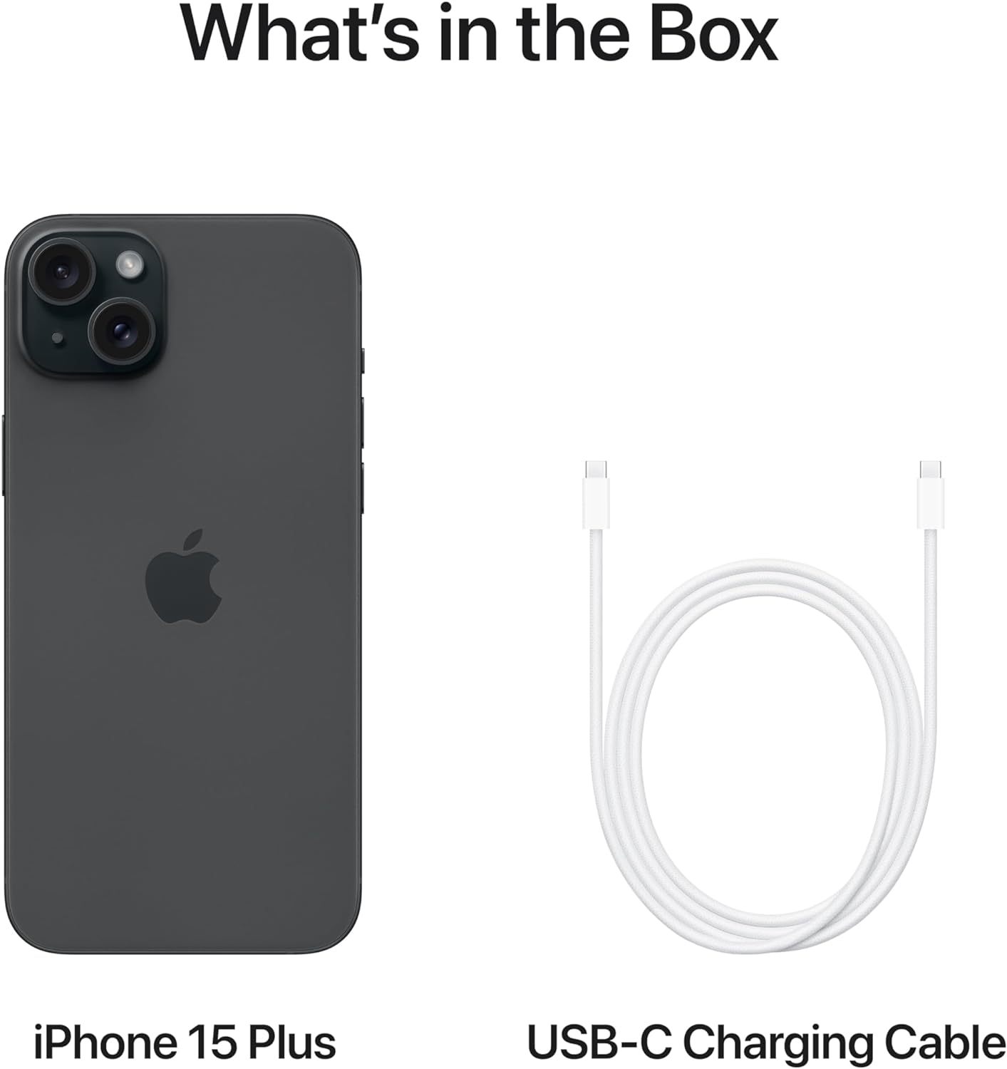 iPhone 15 Plus (128 GB) - Black: USB-C connectivity for versatile charging and device compatibility. 0195949040573