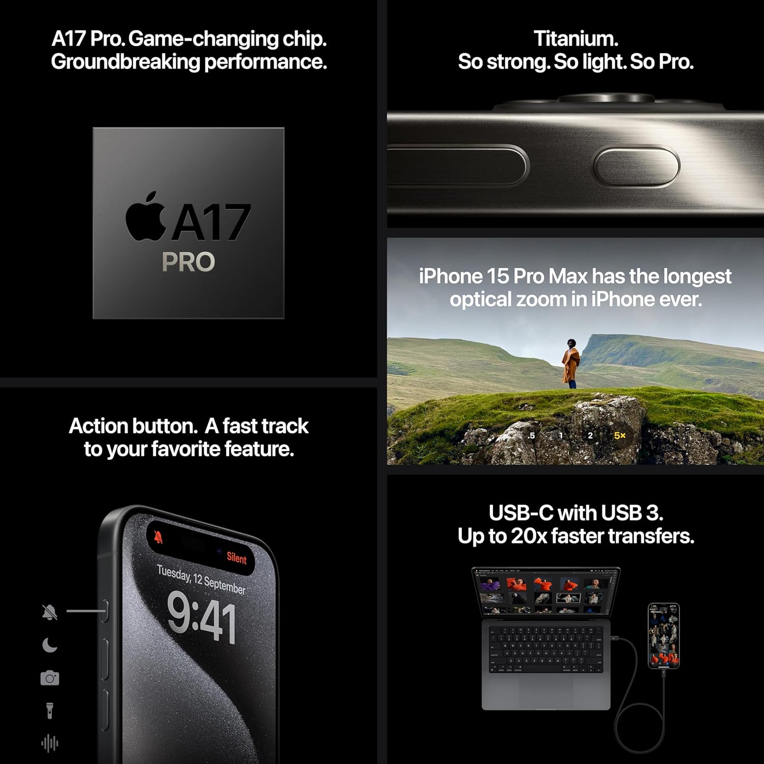 A17 Pro chip for immersive gaming and all-day battery life 0195949019852