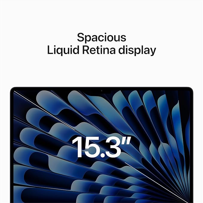 Apple MacBook Air 15.3-inch with M2 chip, 8GB RAM, 512GB SSD, Midnight color, Liquid Retina ‎MQKX3LL/A