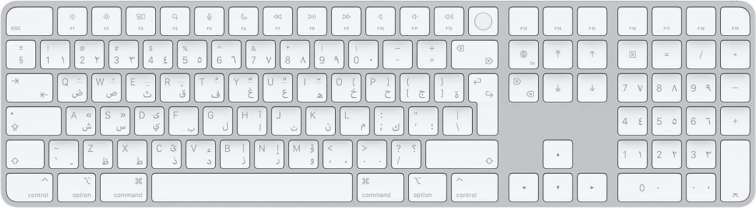 Silver Apple Magic Keyboard with Touch ID and Numeric Keypad for Mac computers - Arabic layout 0194252544068