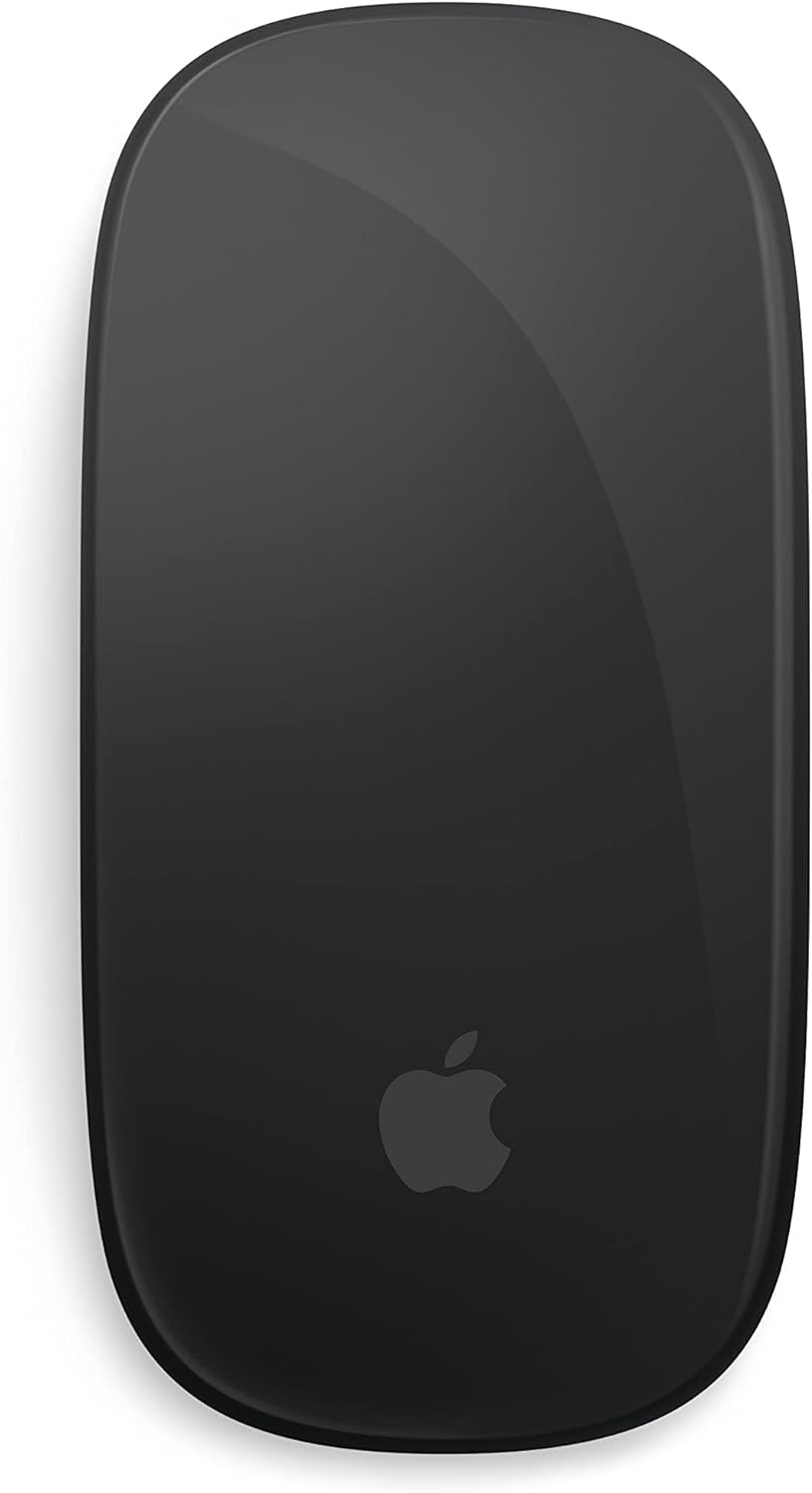 t text: Apple Magic Mouse in sleek black design with multi-touch surface. 0194252917923