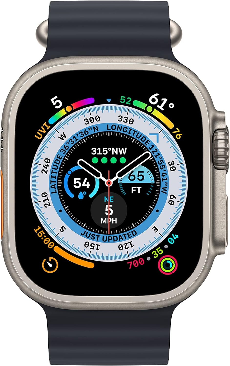 Apple Watch Ultra - 49mm Titanium Case - Corrosion-resistant and water-resistant up to 100m, with customizable physical controls. 0194253423218