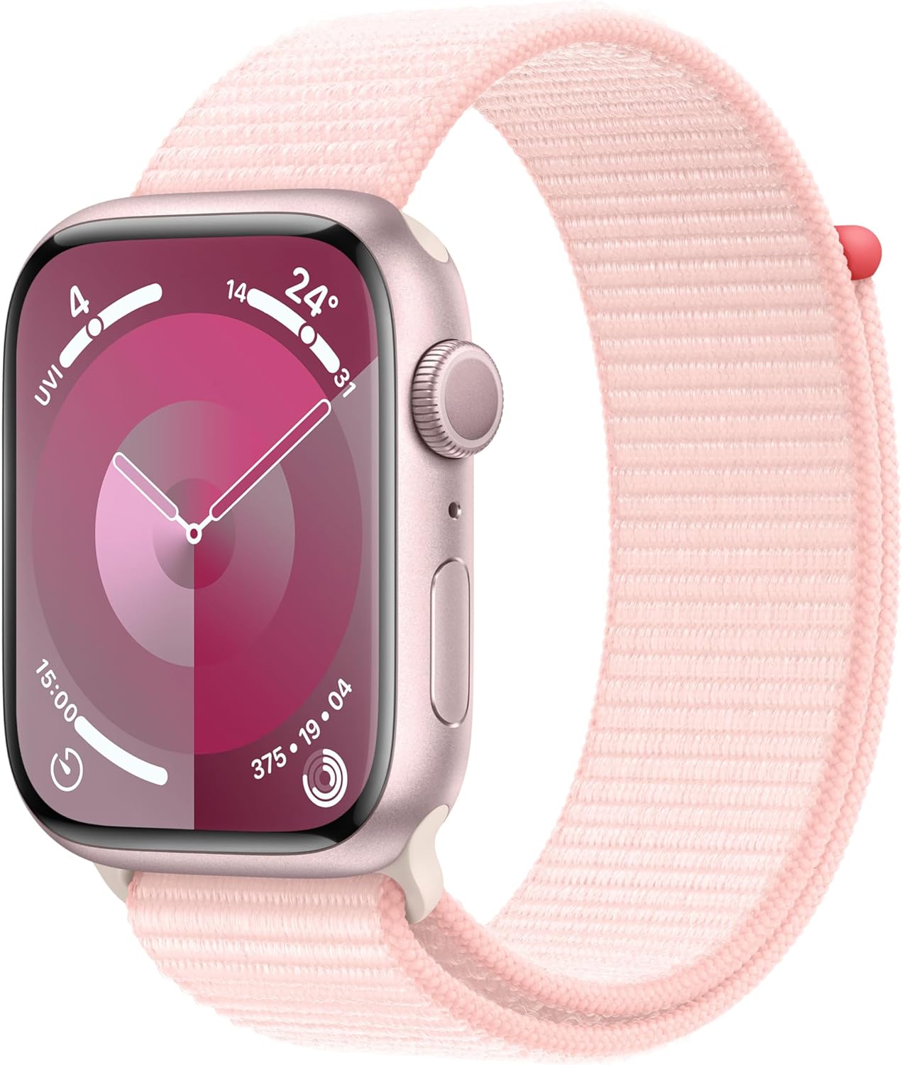 Apple Watch Series 9 [GPS 41mm] Smartwatch with Pink Aluminum Case - Stay connected on the go with notifications and calls. 0195949030659