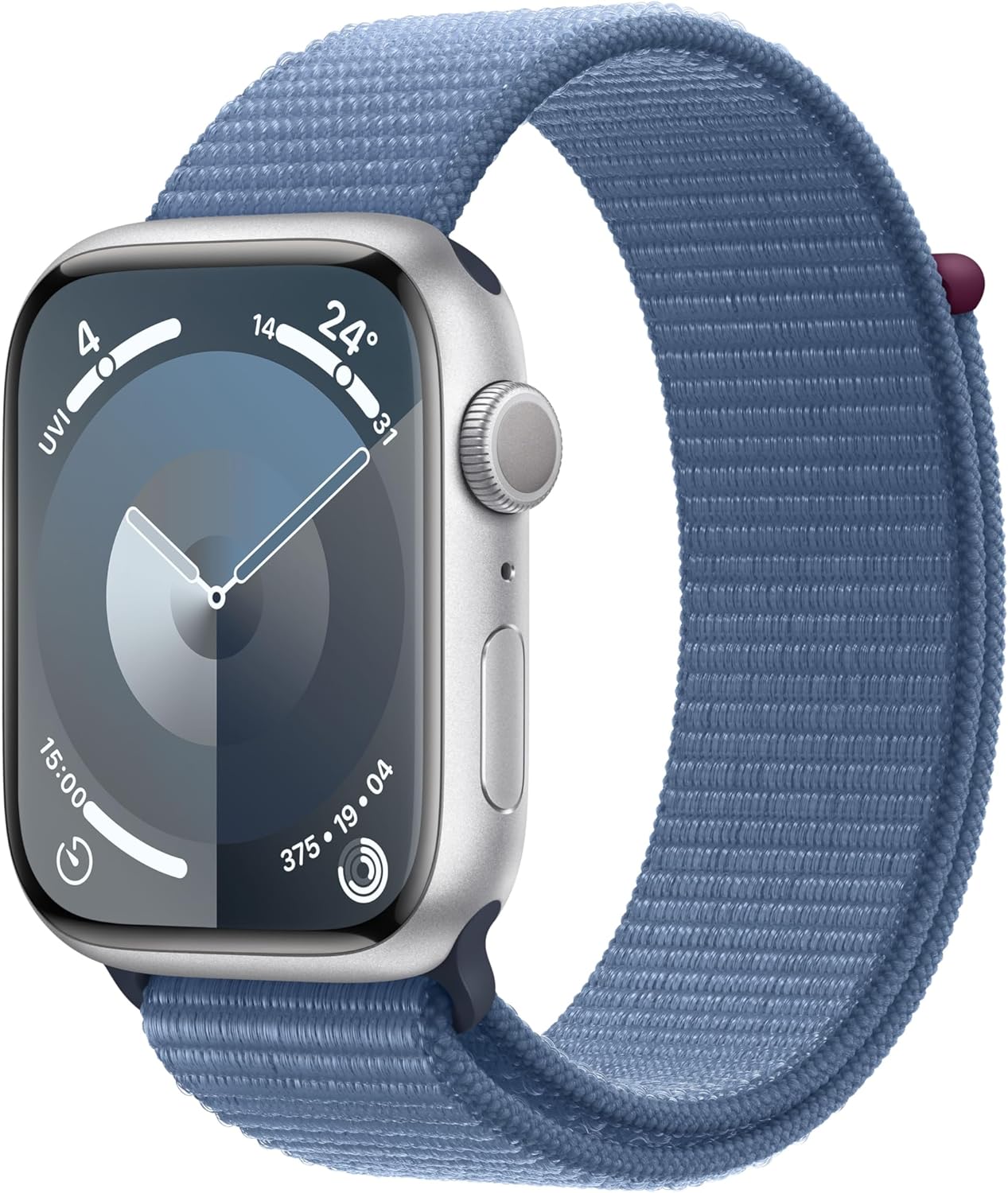 Apple Watch Series 9 [GPS 45mm] Smartwatch with Silver Aluminum Case - Stay connected on the go. 0195949031649