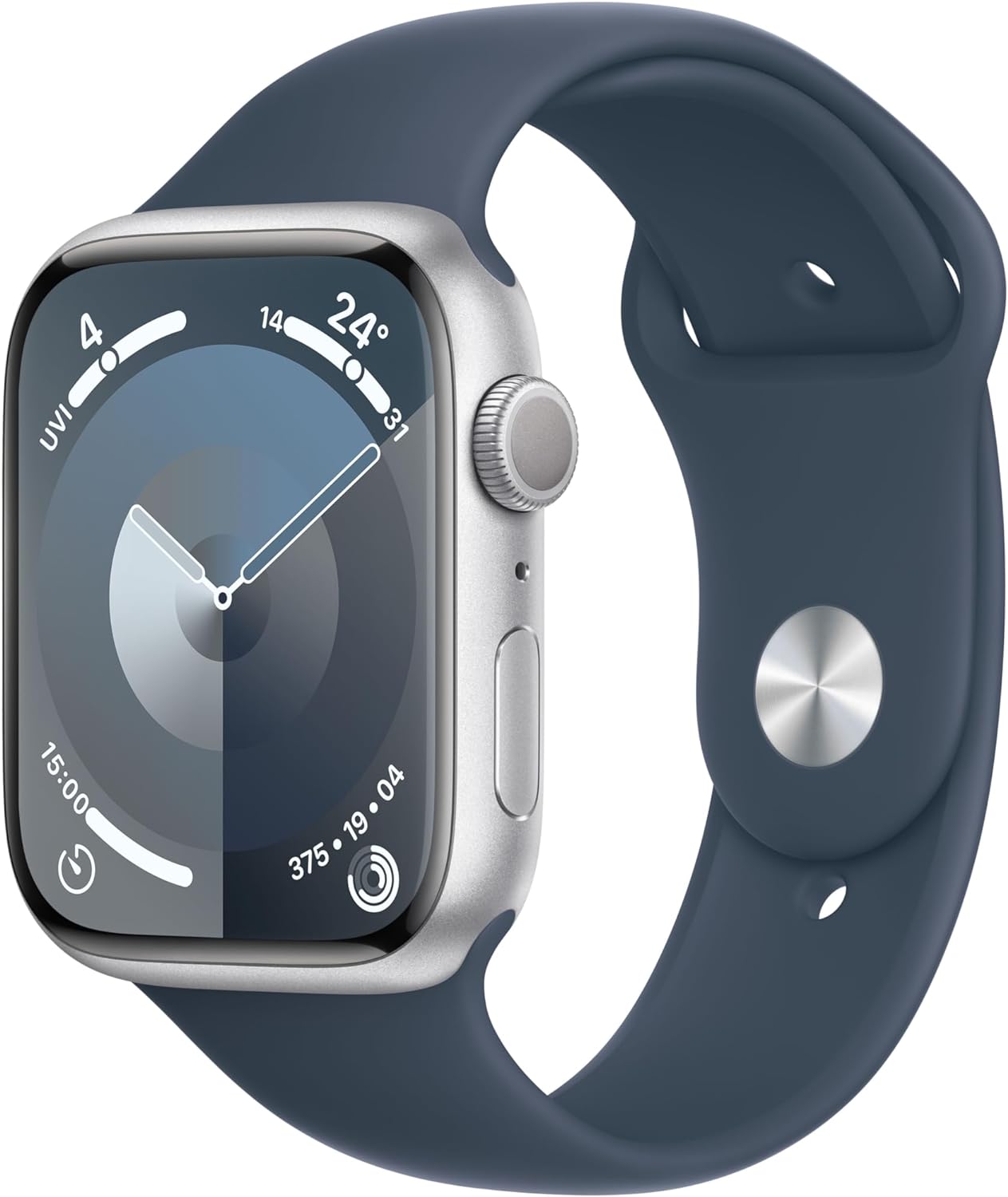 Apple Watch Series 9 [GPS 45mm] Smartwatch with Silver Aluminum Case - Stay connected on the go with advanced health and safety features. 0195949031427