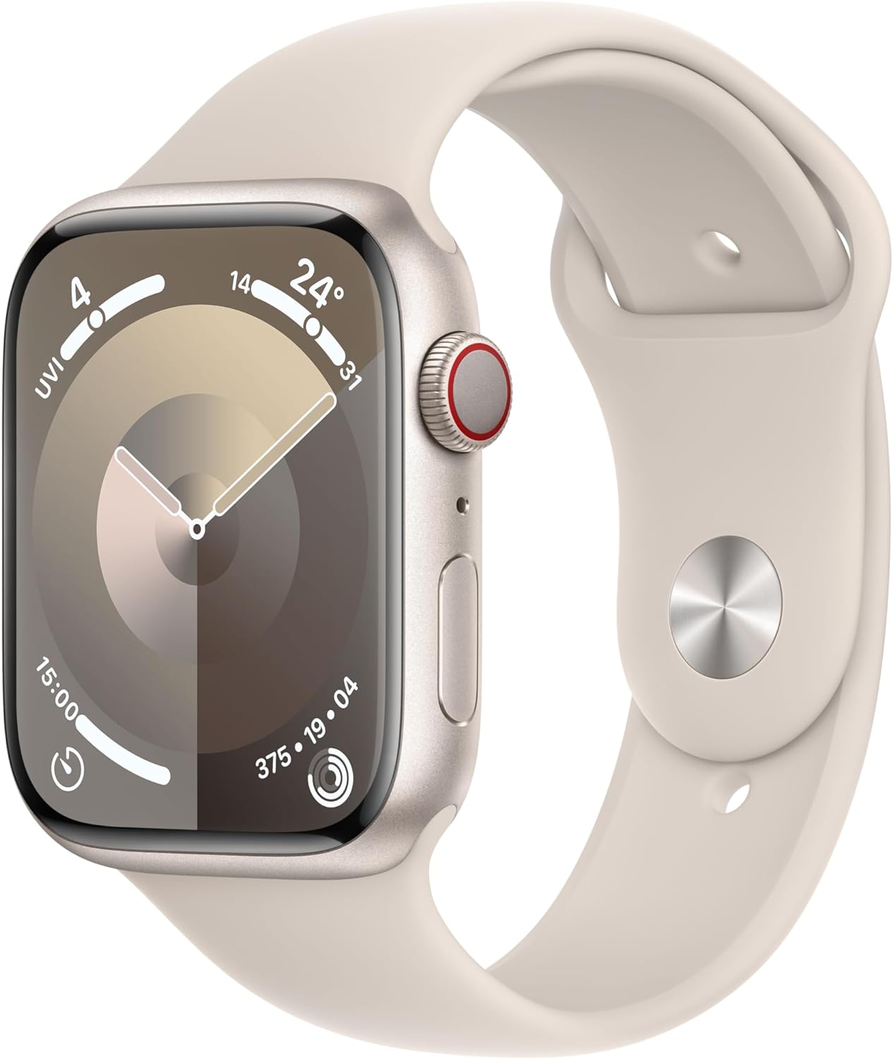 Apple Watch Series 9 [GPS + Cellular 45mm] Smartwatch with Starlight Aluminum Case - Stay connected on the go. 0195949023903