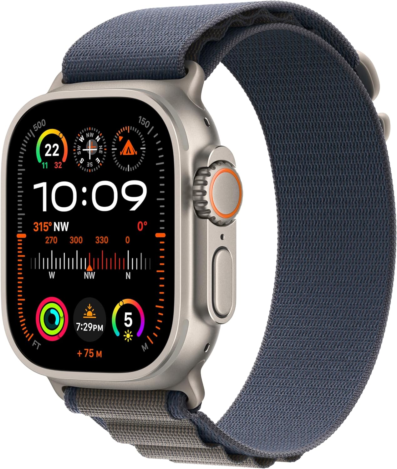 Apple Watch Ultra 2 Smartwatch - Rugged titanium case, Blue Alpine Loop Large 0194253827719