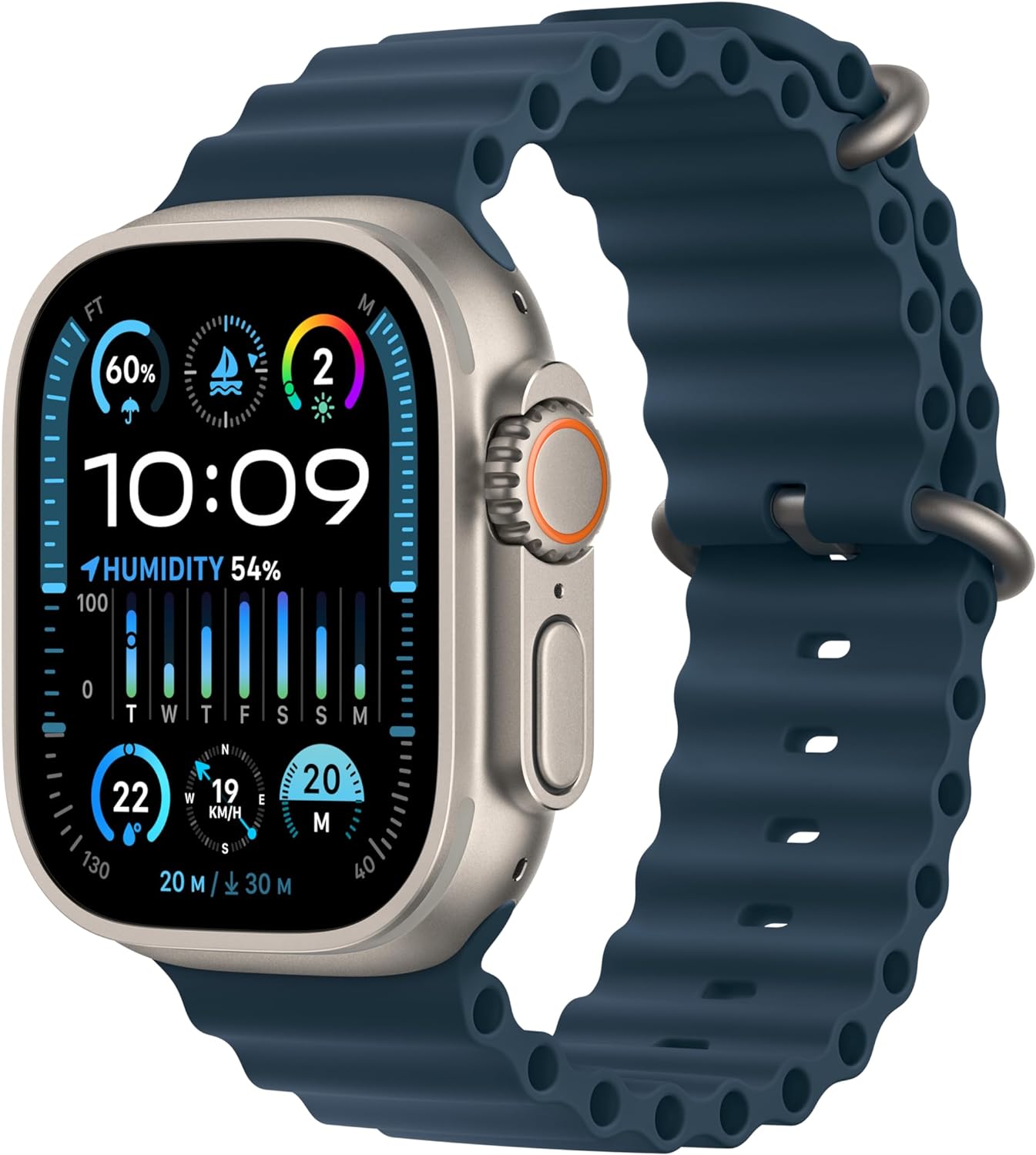 Apple Watch Ultra 2 Smartwatch with Titanium Case & Blue Ocean Band - SKU: 0194253825913