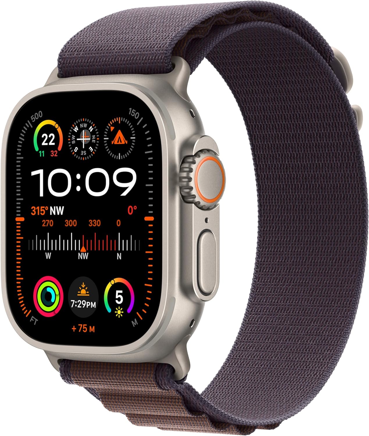 Apple Watch Ultra 2 Smartwatch - Rugged titanium case, Indigo Alpine Loop Large 0194253828792