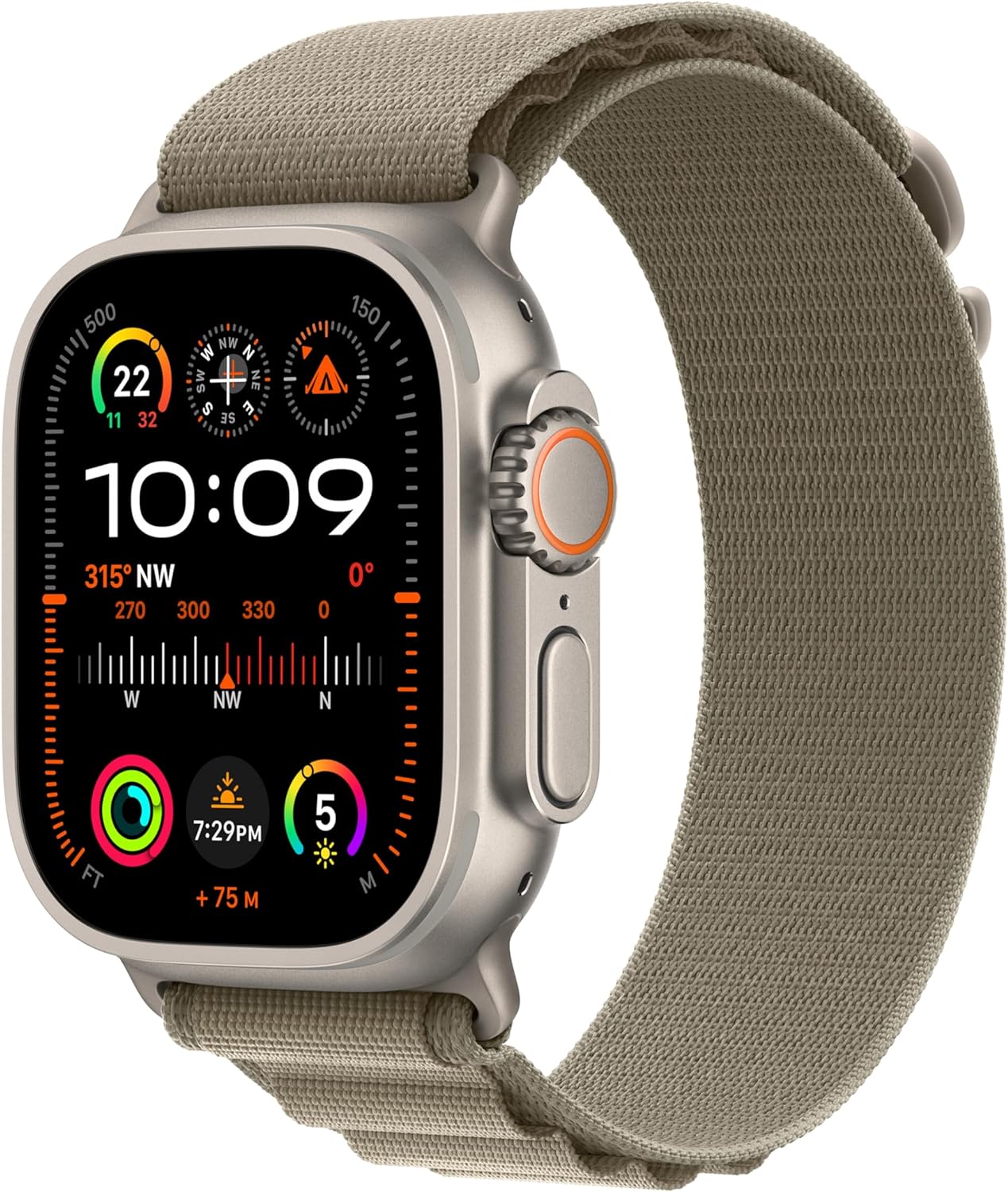 Apple Watch Ultra 2 Smartwatch with Titanium Case & Olive Alpine Loop - SKU: 0194253829515
