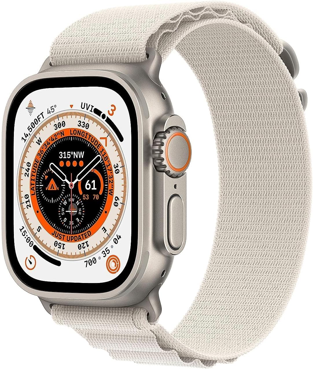 Apple Watch Ultra - Titanium Case, Starlight Alpine Loop - Small - SKU: 0194253424611