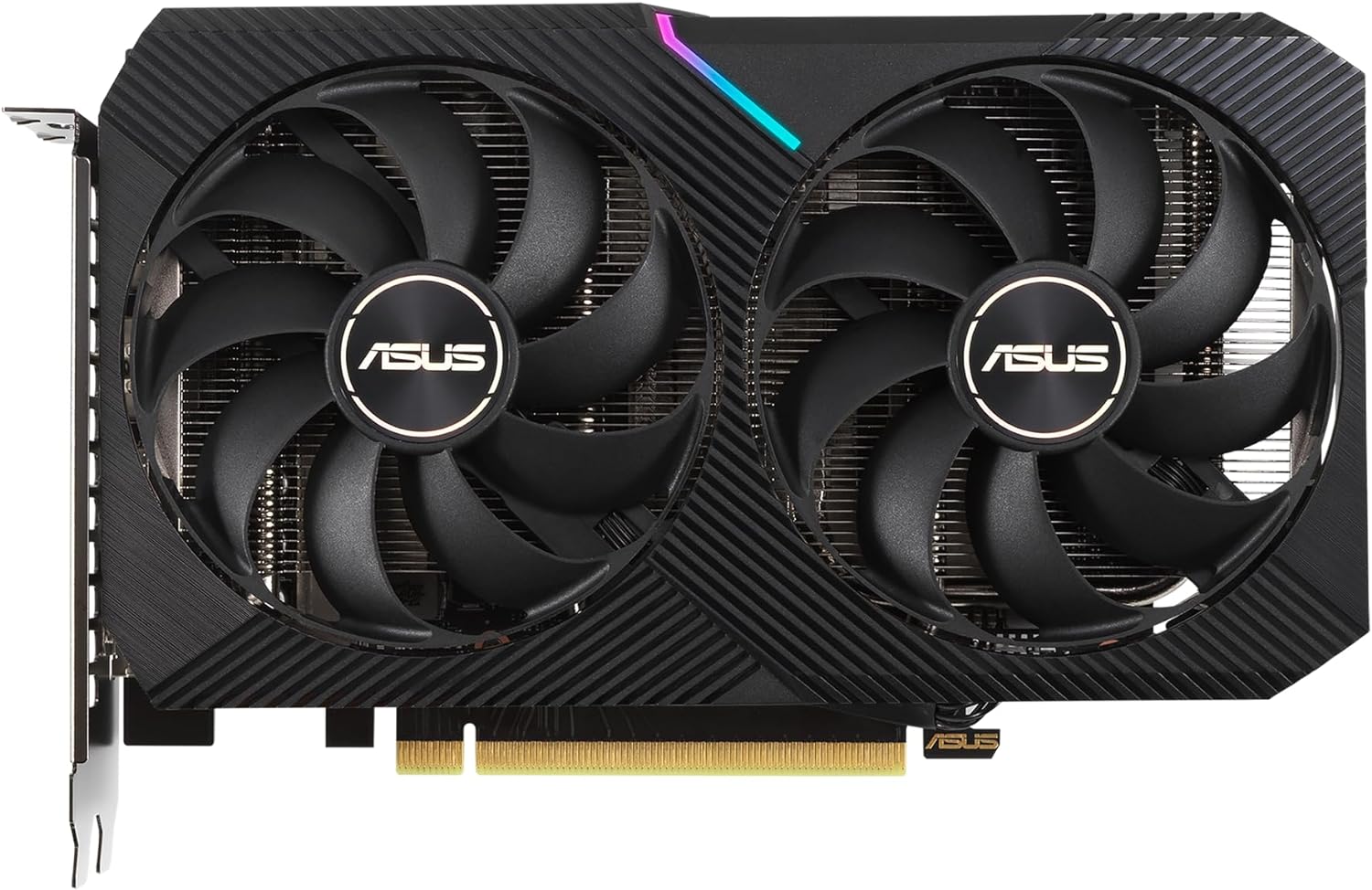 Black Asus Dual GeForce RTX 3060 V2 OC Gaming Graphics Card with HDMI 2.1 and DisplayPort 1.4a connectivity. 4711081309925D