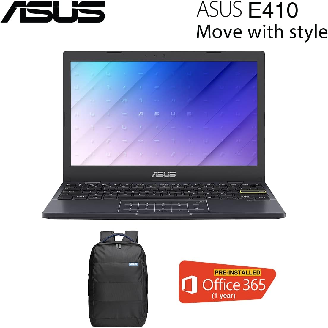 ASUS E410MA-BV2205WS Laptop - Intel Celeron N4020, 4GB RAM, 128GB SSD, Windows 11 Home, 14 HD Display 0195553749893