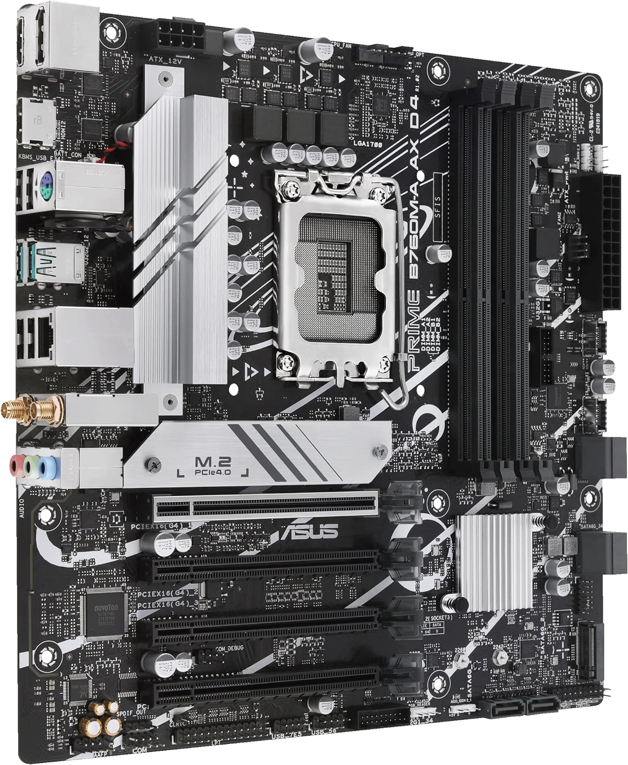 Compact ASUS PRIME B760M-A AX D4 Motherboard: PCIe 4.0, Wi-Fi 6, USB-C, Aura RGB Lighting 0195553986687