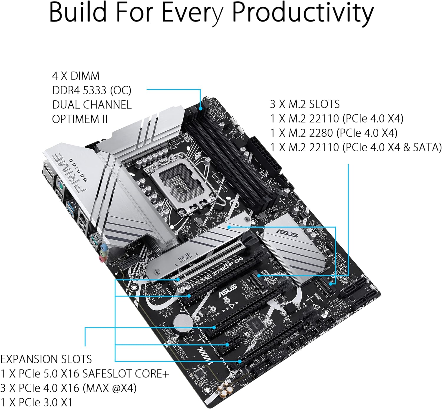 ASUS Prime Z790-P D4 - Black ATX Motherboard, LGA 1700 Socket, 2133 MHz Memory Clock 4711081936732