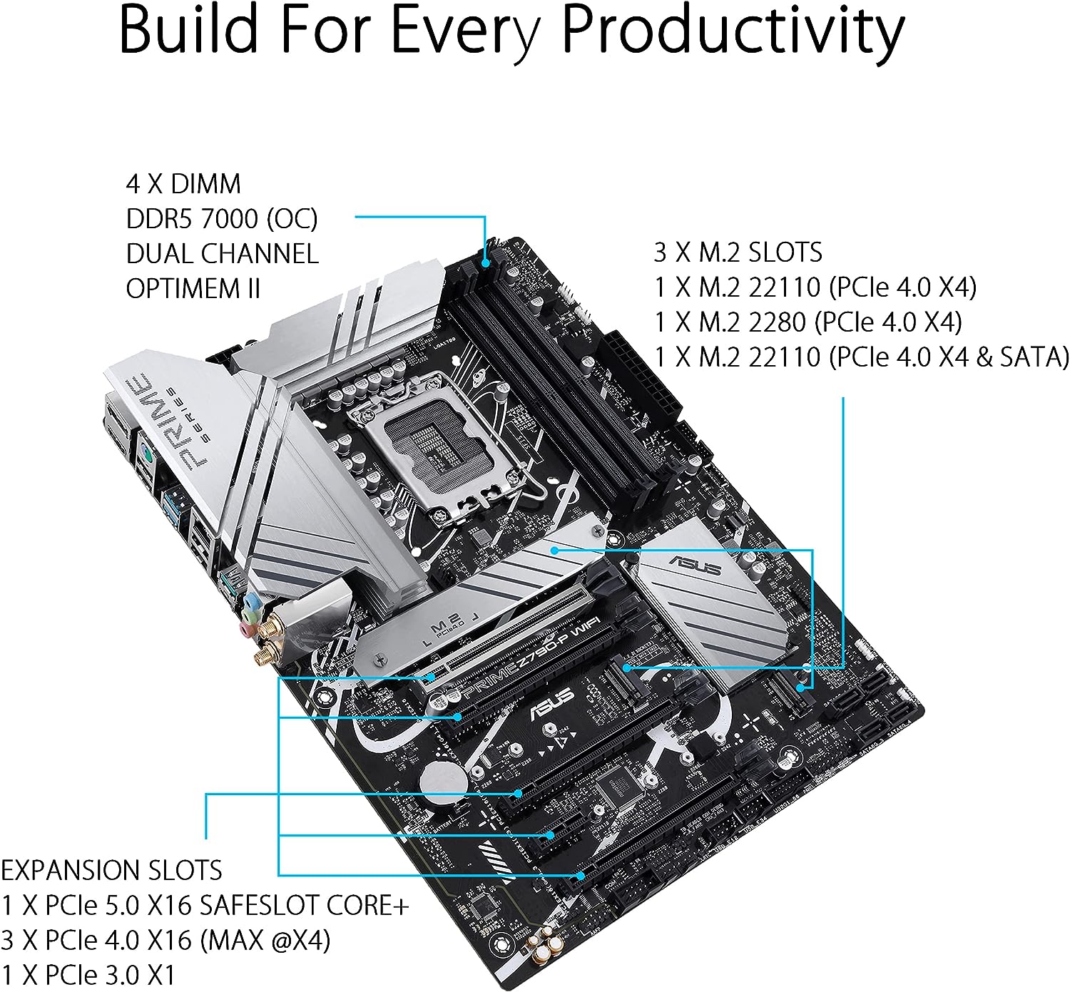 ASUS Prime Z790-P WiFi LGA 1700 ATX Motherboard: Robust power delivery with 14+1 DrMOS and ProCool connector for stability. 0195553937221