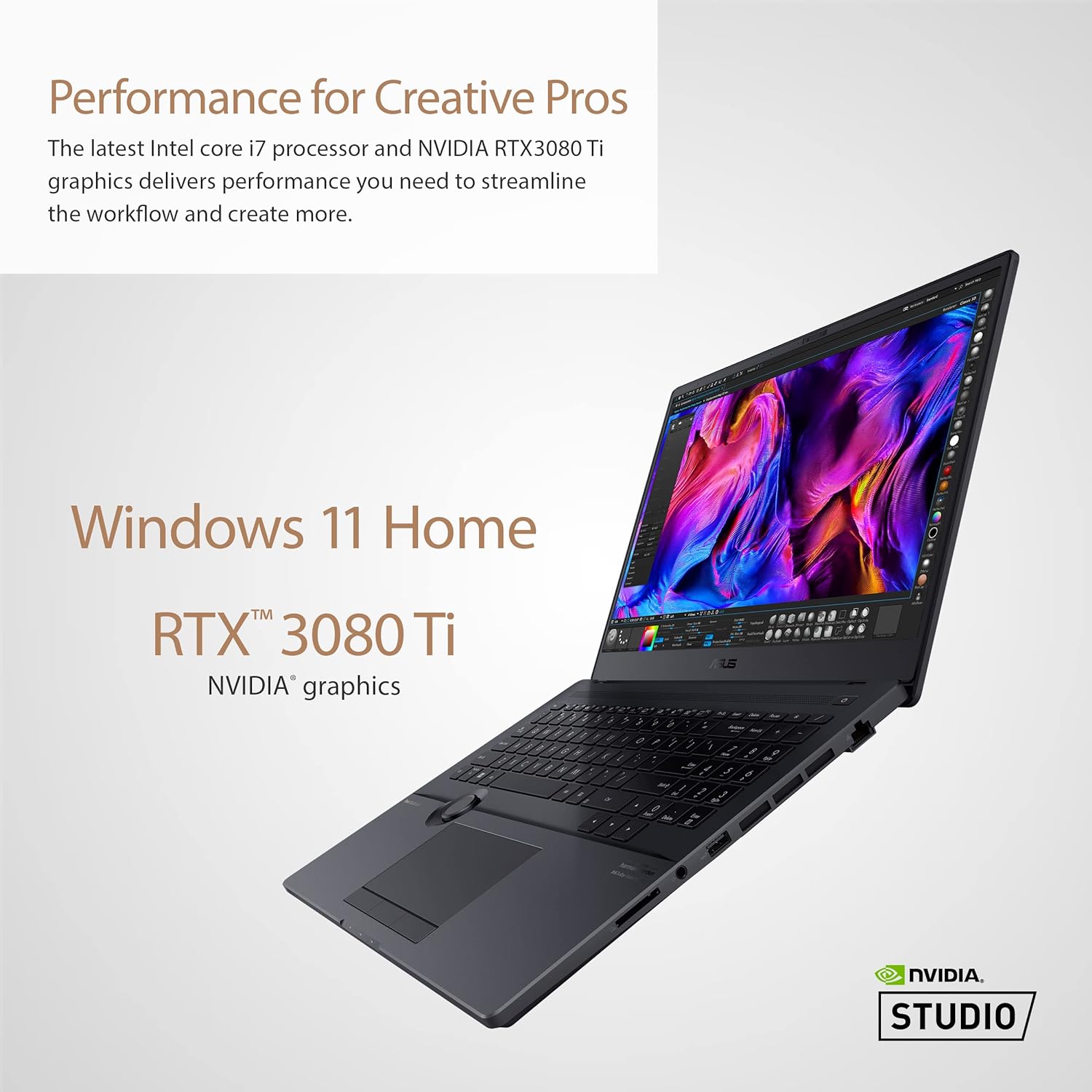 High-performance ASUS ProArt StudioBook 16 OLED Laptop with Intel Core i7 and RTX 3060 0195553448918