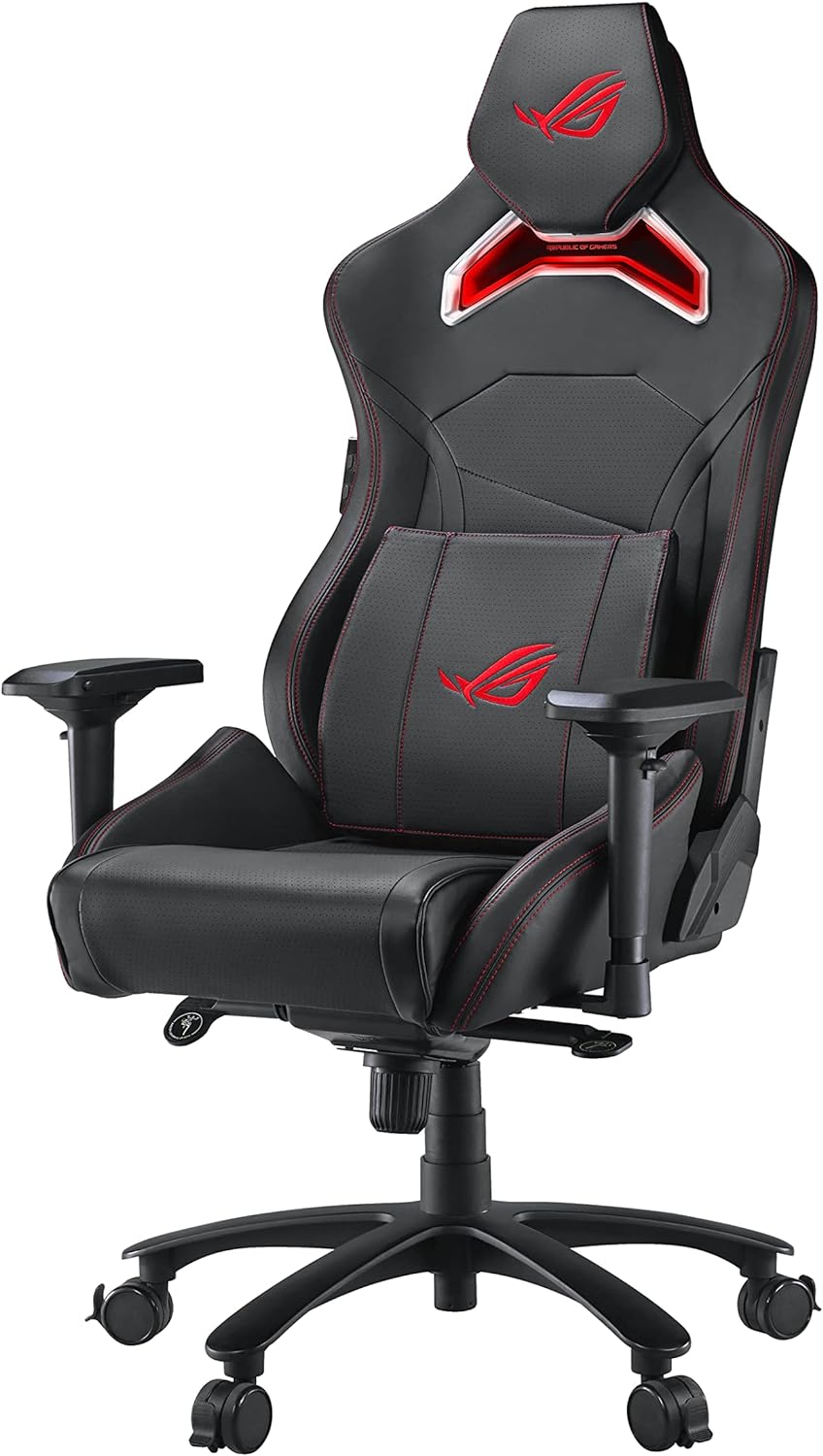 ASUS ROG Chariot Chair - Experience ultimate comfort with high-density foam headrest and memory-foam lumbar cushion. 4718017322782D