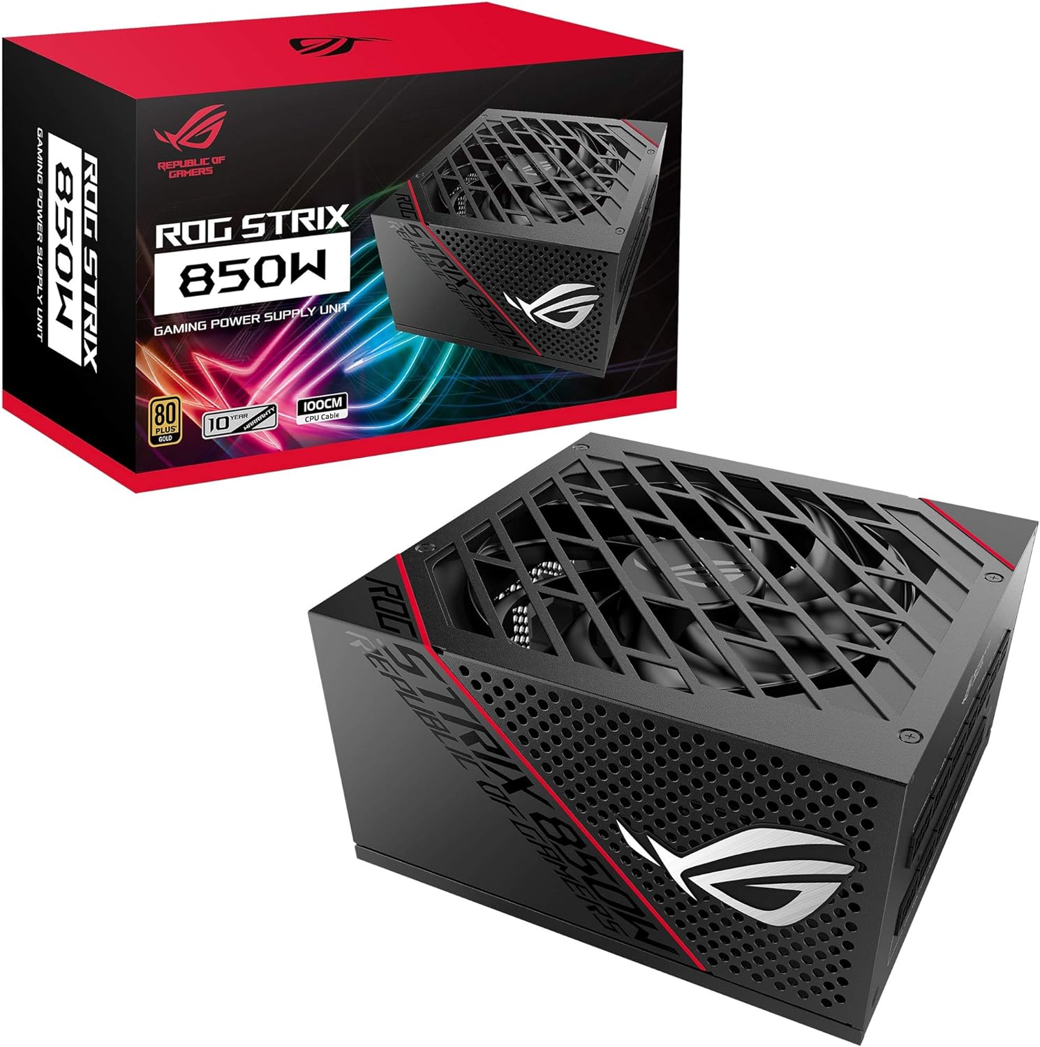 ASUS ROG STRIX 850W Gold PSU with ROG Heatsinks and Axial-Tech Fan 0195553959452