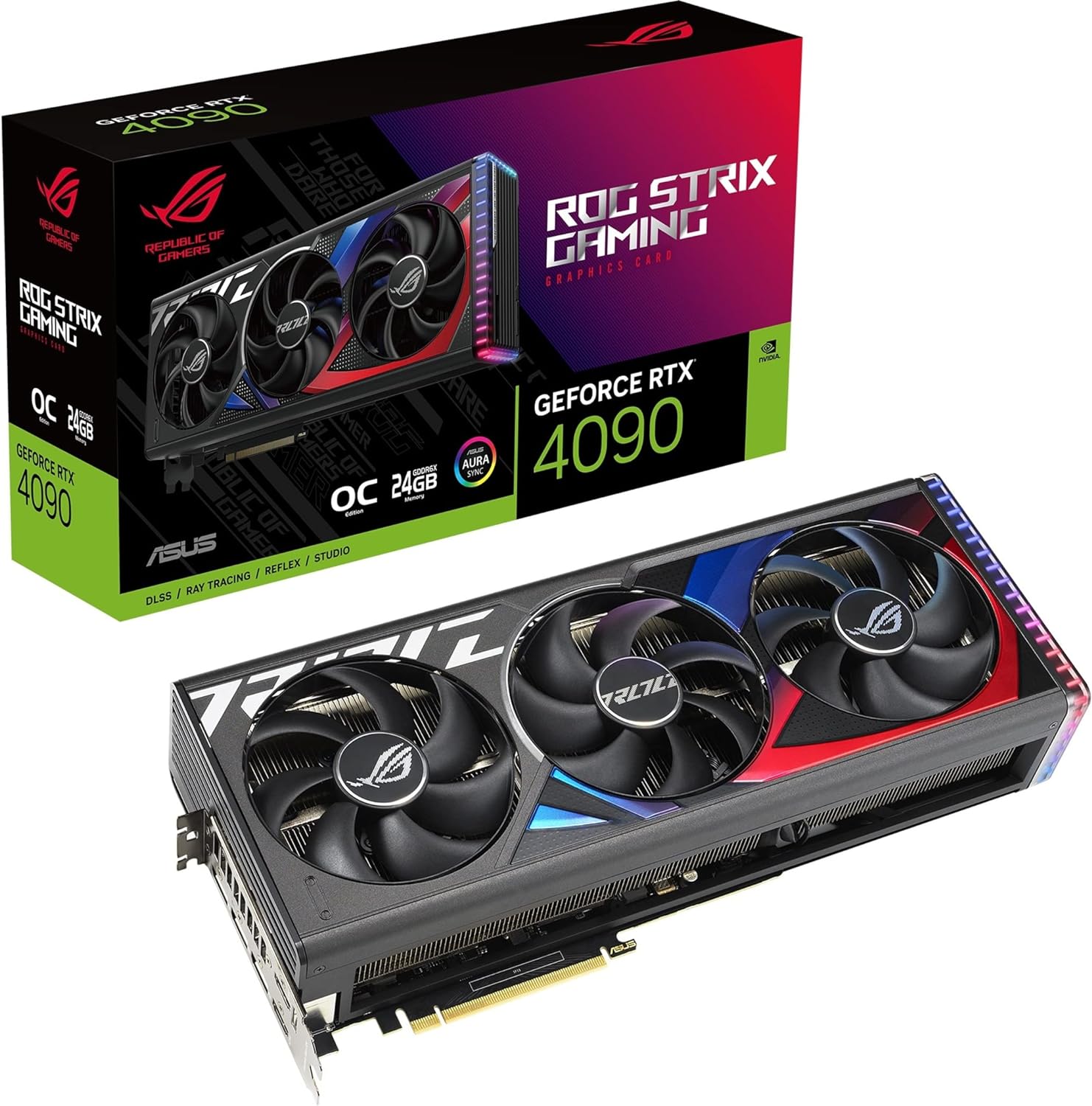 ASUS ROG Strix GeForce RTX 4090 OC Edition Gaming Graphics Card - Elevate your gaming experience with powerful NVIDIA Ada Lovelace Streaming Multiprocessors. 0195553936880