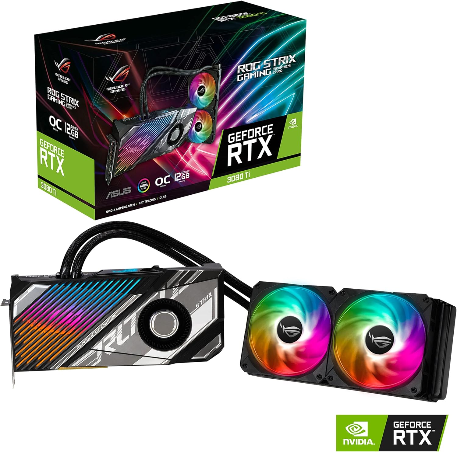 High-performance ASUS ROG Strix LC RTX 3080 Ti OC Gaming Card with 240mm radiator. 0195553220835