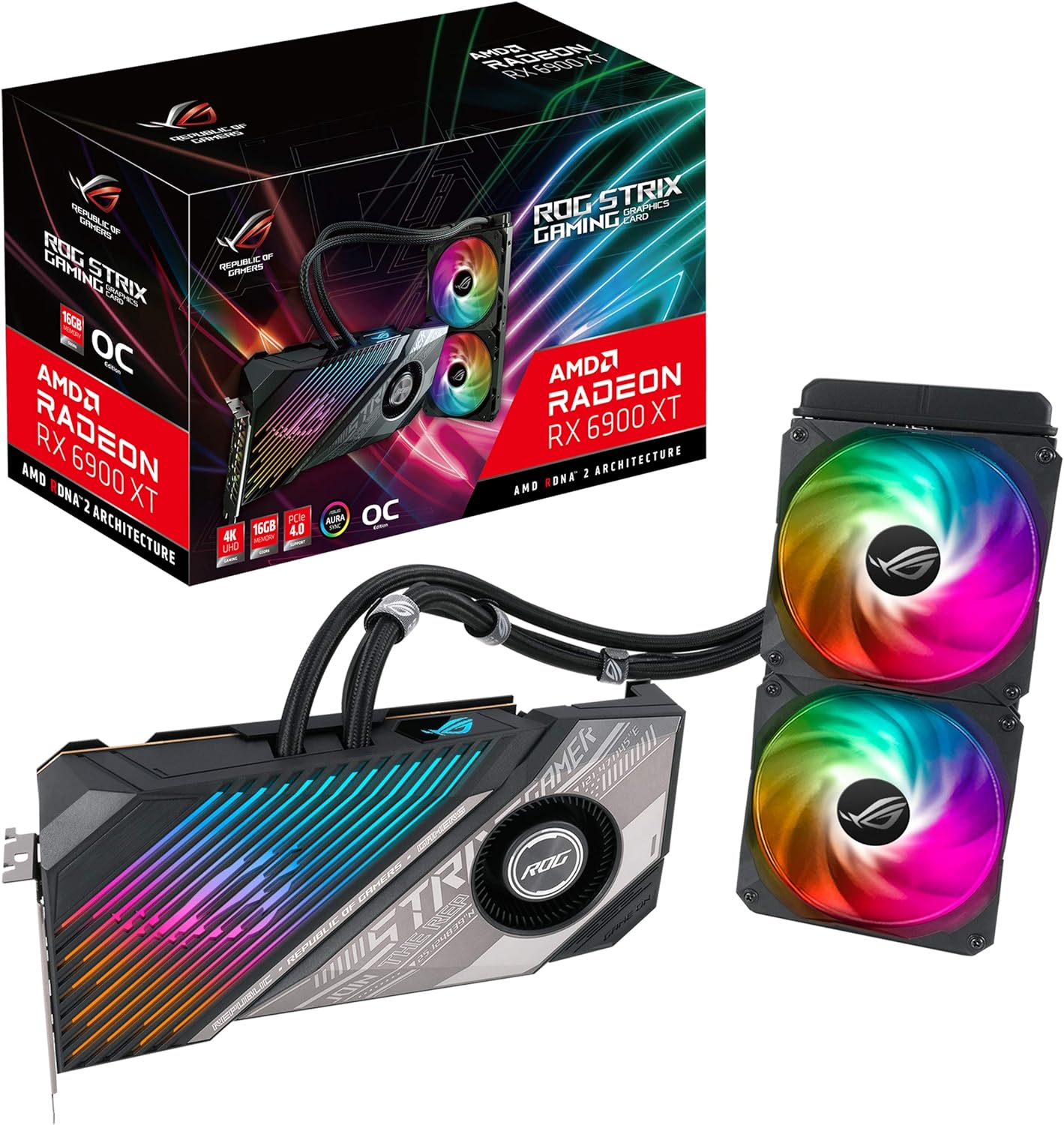 ASUS ROG STRIX LC RX 6900 XT OC Graphics Card: Liquid Cooling, 16GB GDDR6, HDMI 2.1, DP 1.4a, 240mm Radiator 0195553071796