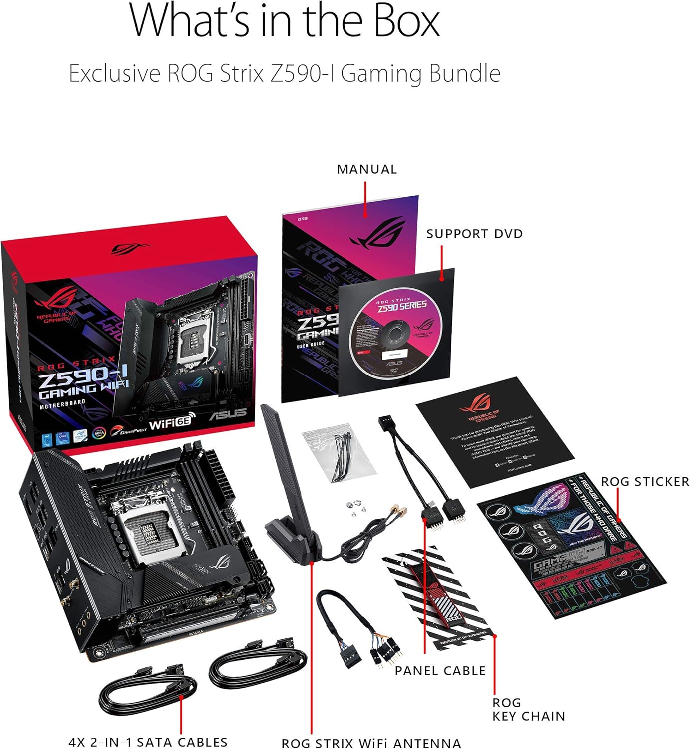 ASUS ROG STRIX Z590-I GAMING WIFI motherboard with PCIe 4.0, Thunderbolt 4, USB Type-C, and SATA connectivity options 4711081097952