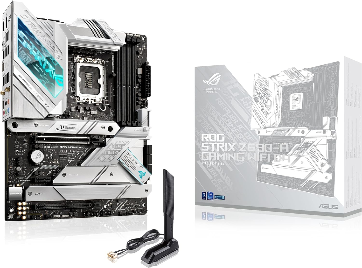 Asus ROG Strix Z690-A Gaming WiFi D4 ATX Motherboard - PCIe 5.0, DDR4, WiFi 6, 2.5 Gb LAN, Thunderbolt 4 4711081446460