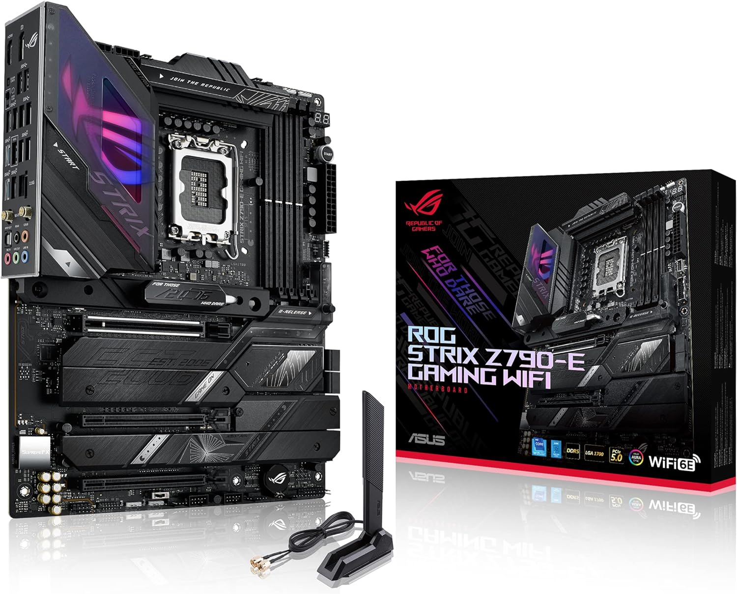 ASUS ROG Strix Z790-E Gaming WiFi Motherboard - Intel LGA 1700, PCIe 5.0, DDR5, 18+1 Power Stages, AI Features - Black 4711081938538