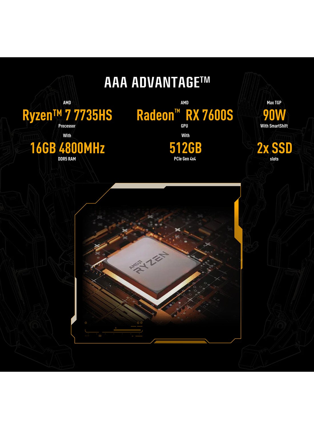 ASUS TUF Gaming A16 Advantage Edition FA617NS - N3002W Gaming Laptop 16 - inch Ryzen 7 - 7735HS 16GB RAM 512GB SSD AMD Radeon - 512GB SSD - 16 - inch - AMD Radeon