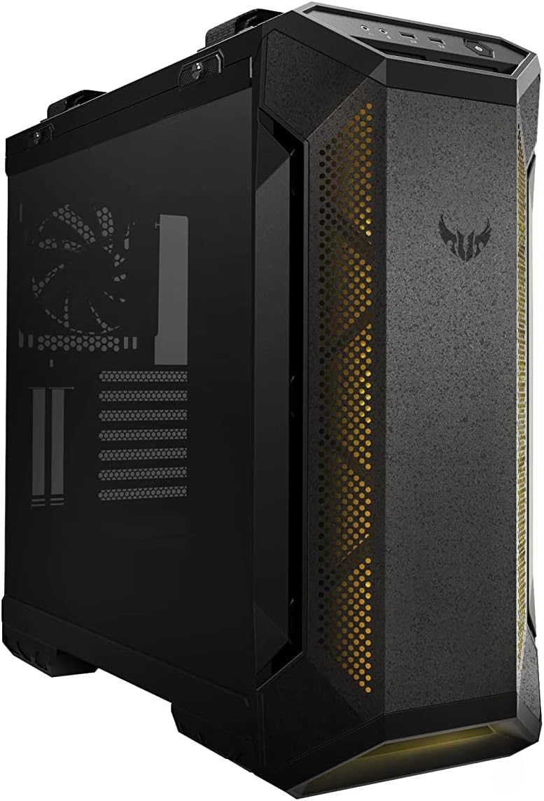 ASUS TUF Gaming GT501 Case with handle, Black - Durable steel construction with vibrant RGB fans. 4718017105002