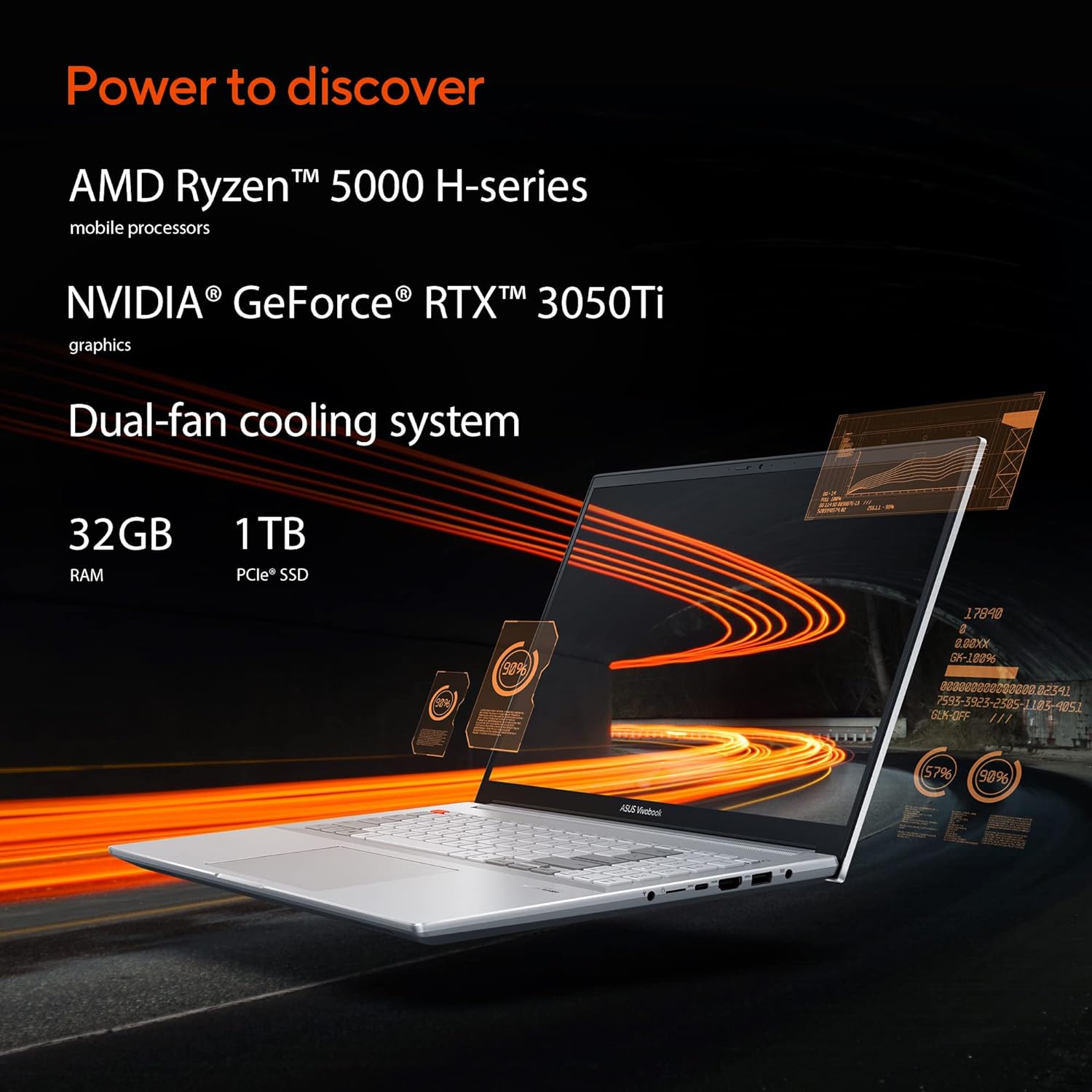 Sleek Meteor White ASUS Vivobook Pro 16X M7600QE-OLED0R9W Laptop with Ryzen 9 and RTX 3050 4711081456155