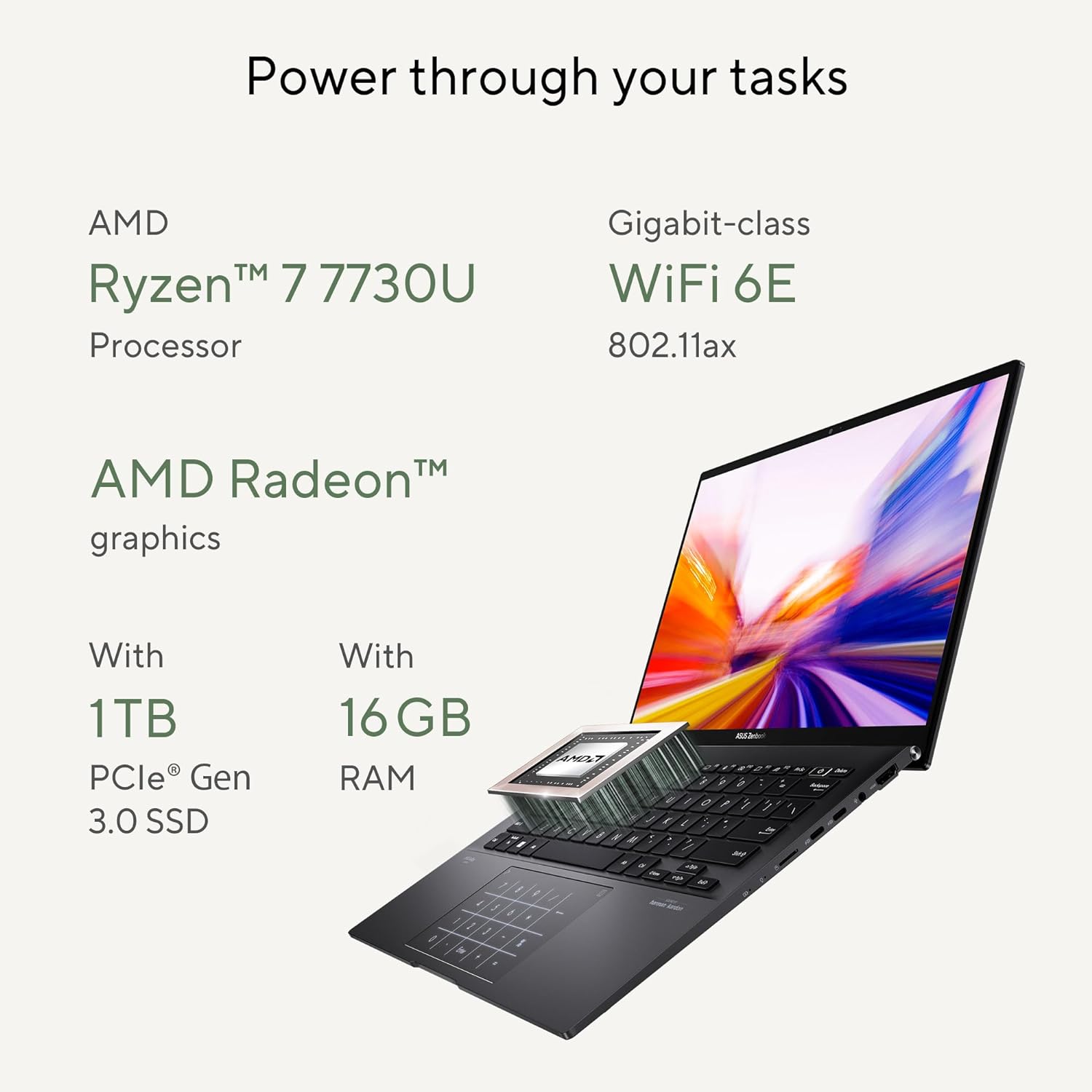 ASUS Zenbook 14 OLED UM3402YA-OLEDR7W - Sleek 14 Laptop, AMD Ryzen 7, 16GB RAM, 1TB SSD, Backlit Keyboard 0197105165137