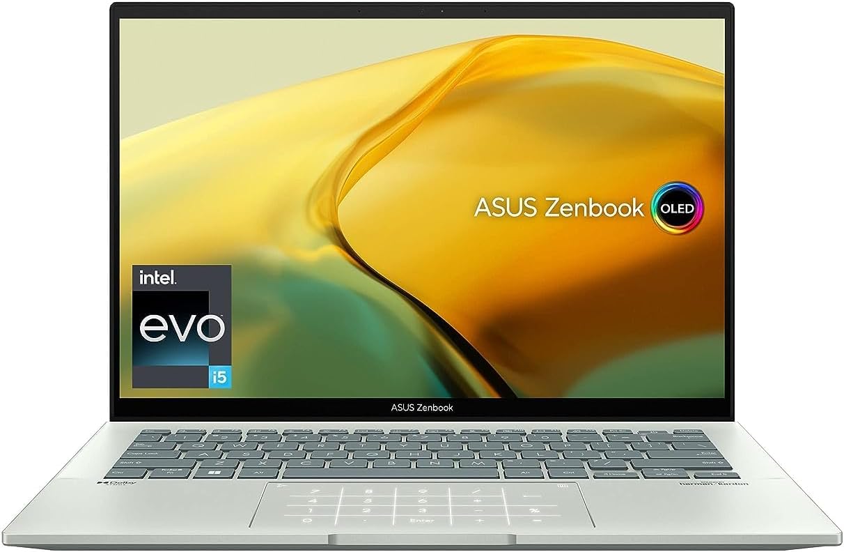 ASUS Zenbook 14 Aqua Celadon - Slim 14 Laptop, Core i5, 8GB RAM, 512GB SSD, Intel Iris Xe 0195553840941