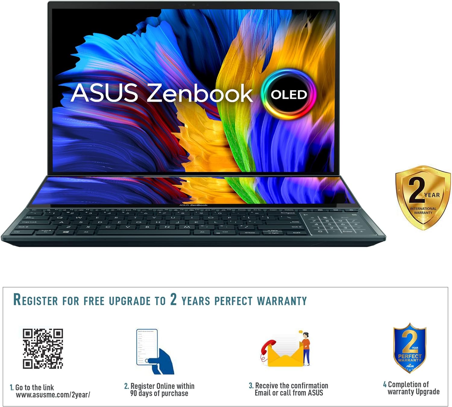 ASUS Zenbook Pro Duo 15 OLED Laptop with Core i9 Processor and NVIDIA RTX 3070 - Blue 0195553840903