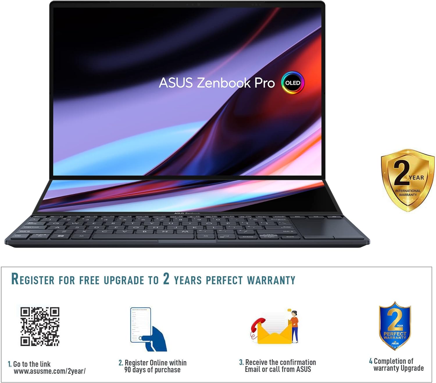 Creator Laptop with 2.8K OLED Touchscreen, NVIDIA GeForce RTX 3050, 16GB RAM, 1TB SSD - ASUS Zenbook Pro 14 Duo 0195553892223