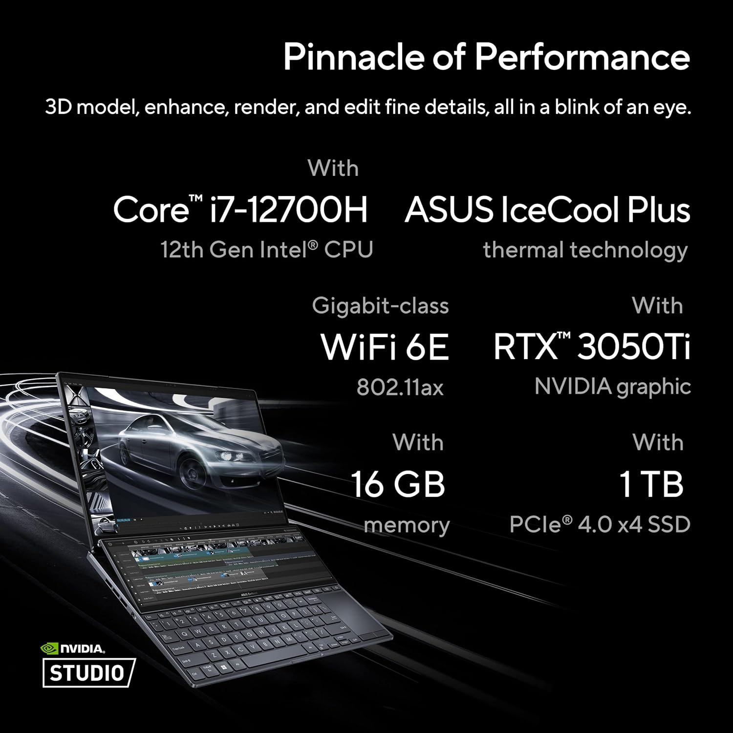 High-Performance ASUS Zenbook Pro 14 Duo Laptop with Backlit Keyboard and Dedicated Graphics 0195553892223